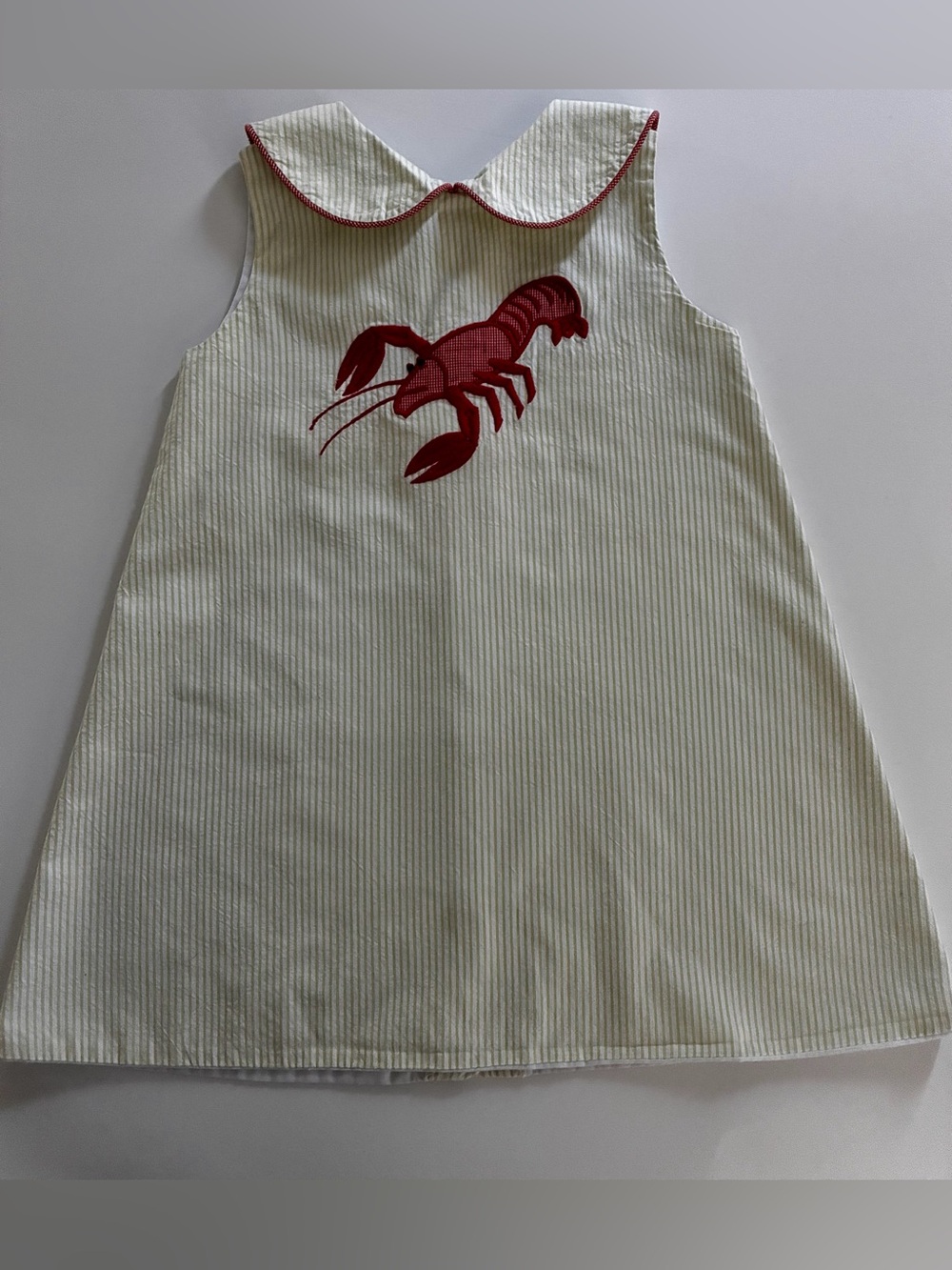 Precious Kids Crawfish Dress 2T~Green/White Stripe Vintage Dress